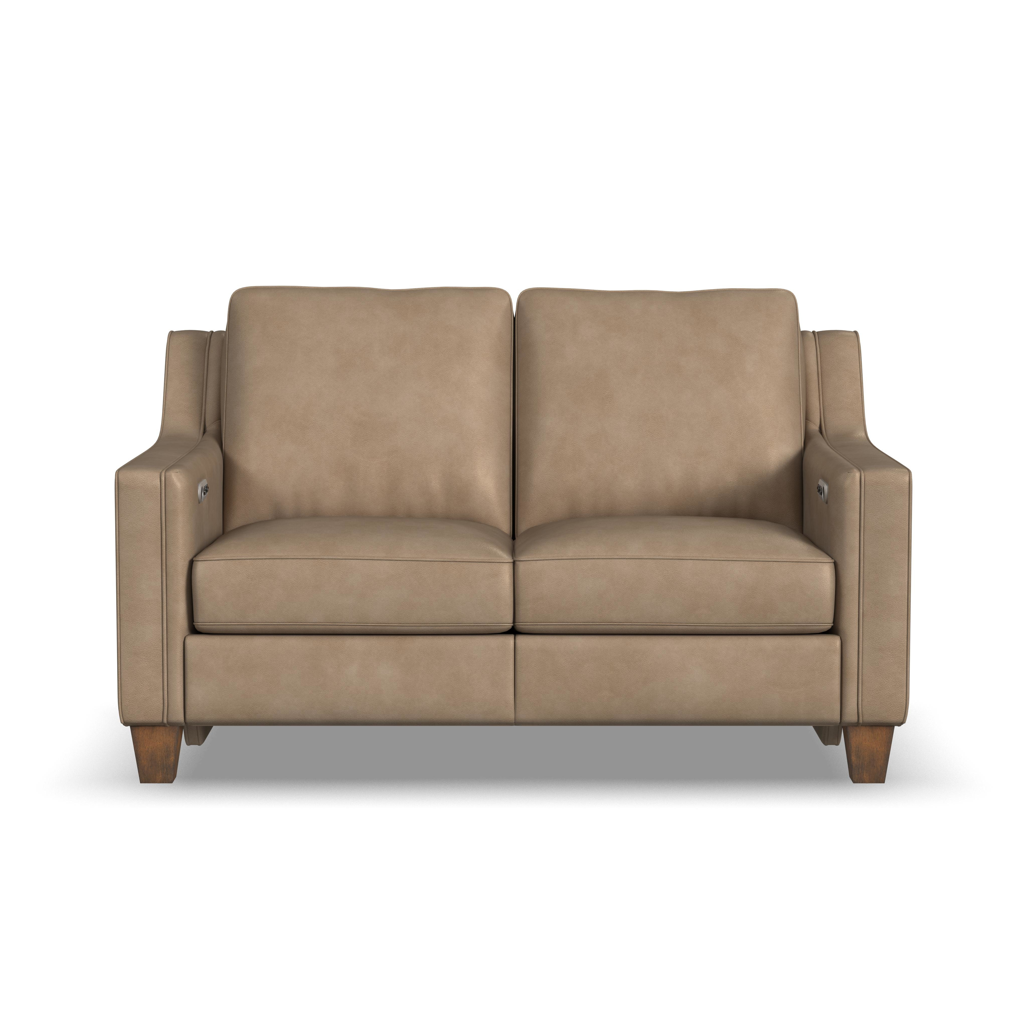 Flexsteel Finnegan Power Reclining Semi-Aniline Leather Loveseat